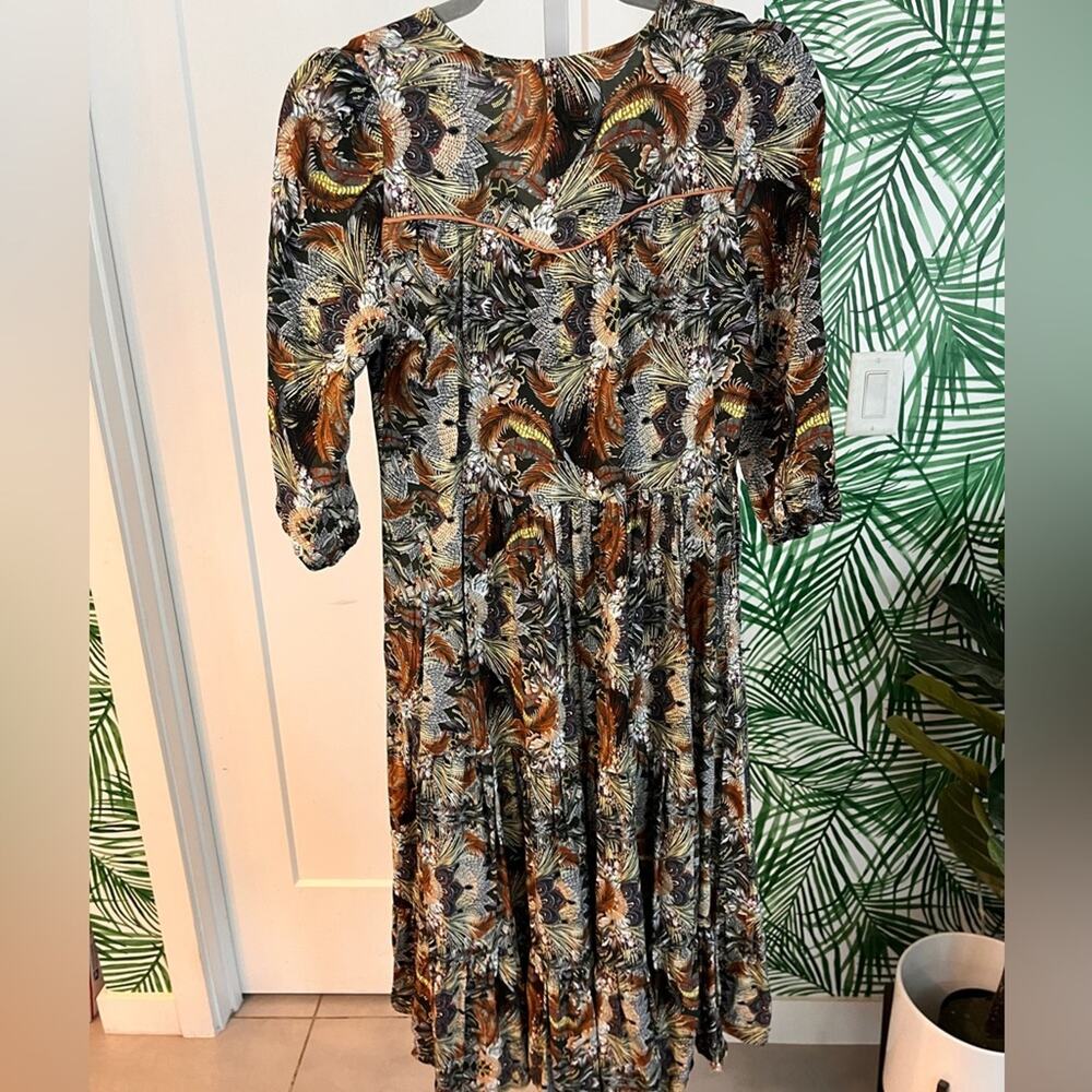 Anthropologie Jaase Feather Print Midi Dress Smal… - image 5